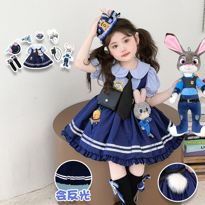 夏季女童兔子警官朱迪连衣裙旅游