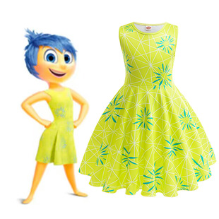 爆款女童头脑特工队2乐乐COS服宝宝夏季印花洋气连衣裙舞台演出裙