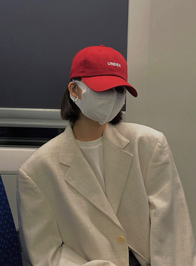 帽子女款夏季酒红色棒球帽网红爆款男时尚百搭红色薄款潮牌鸭舌帽