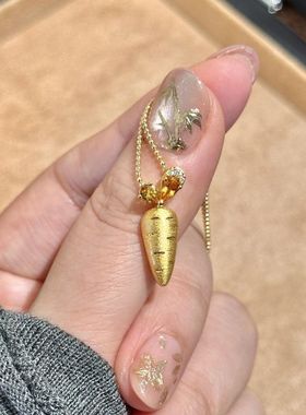 轻奢高级感拉丝胡萝卜项链镶嵌锆石独特设计感吊坠百搭小众锁骨链