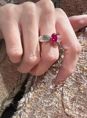 星空穹顶红宝钻戒胖嘟嘟白水晶