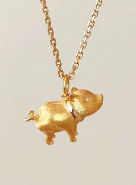 意大利手工拉丝吉祥小猪绕线精致小巧项链轻奢高级感气质项链