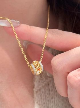 Vintage中古轻奢设计蜜蜂路路通镶钻项链复古精致锁骨链