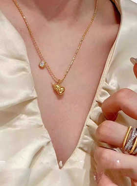 新中式国风圆形点钻葫芦吊坠项链精致小众设计感轻奢气质女锁骨链