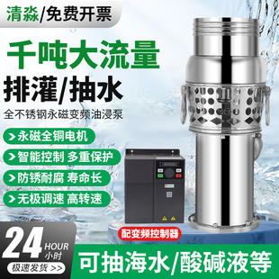 永磁变频大流量轻便型潜水泵防洪排涝泵鱼塘养殖农田灌溉泵油浸泵