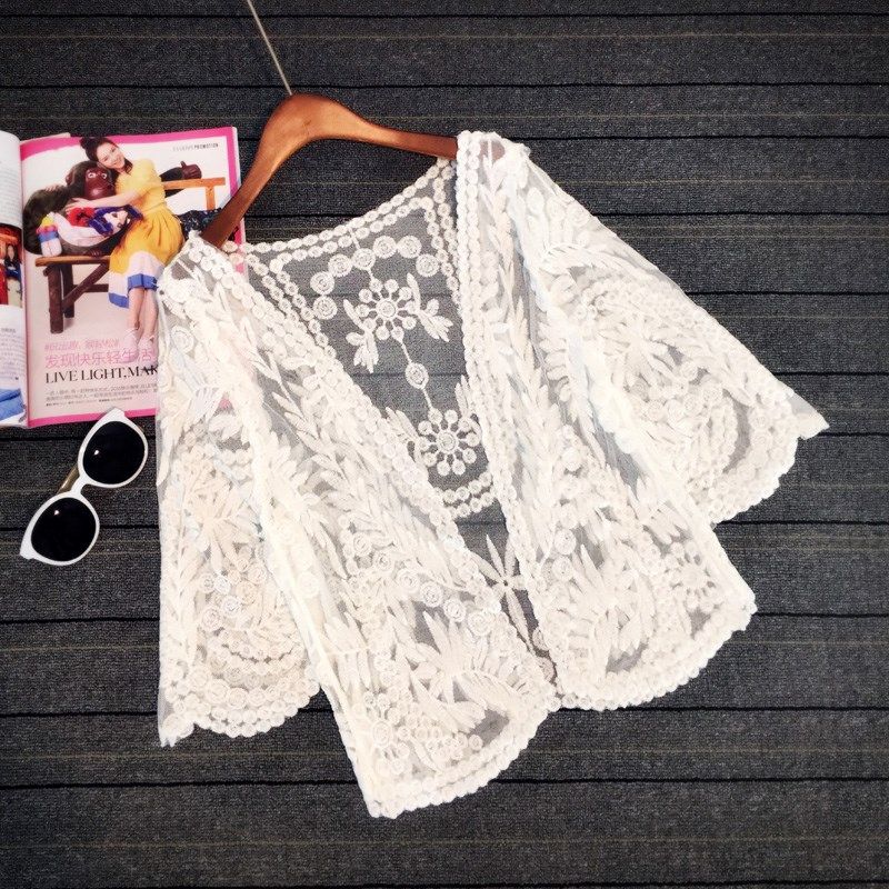 蕾絲衫防曬衫女開衫短外套小披肩小坎肩夏天長裙外搭镂空鈎花上衣在類目 女裝/女士精品, 蕾絲衫/雪紡衫中 - 來自Buy2taobao.com提供專業的淘寶代購服務