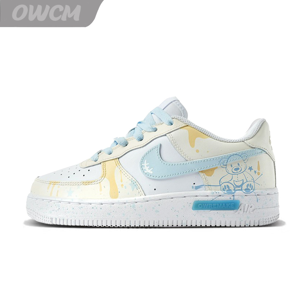 Nike Air Force 1 AF1空军一号黄油小熊涂鸦休闲板鞋男女鞋定制鞋