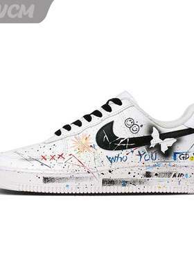 Nike Air Force 1 AF1空军一号喷漆态度GD涂鸦笑脸街头男女同款