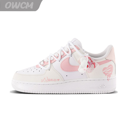 Nike Air Force 1 AF1空军一号白喵呜恋歌百搭休闲板鞋女子定制鞋