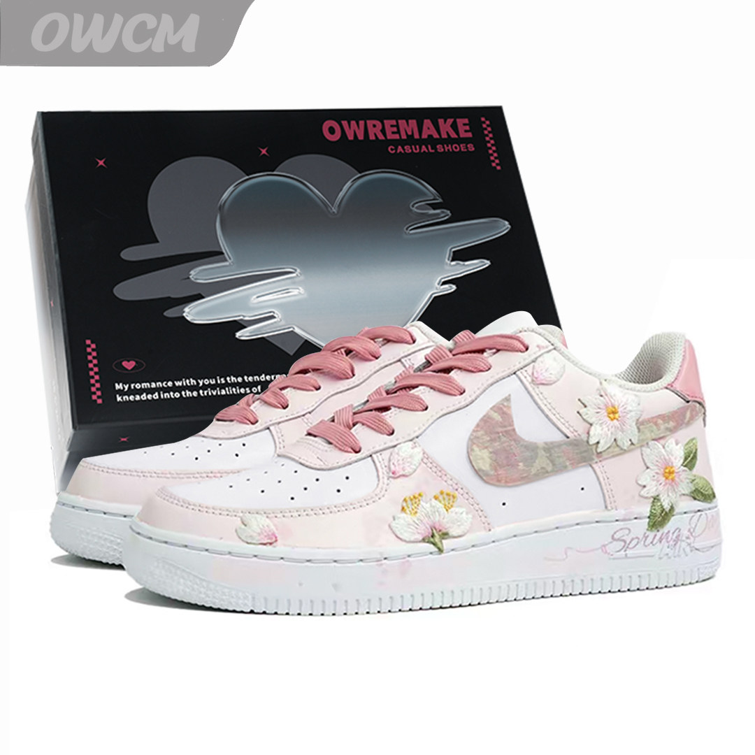 Nike耐克AF1空军一号白桃花酿520限定礼物百搭休闲板鞋女子定制鞋