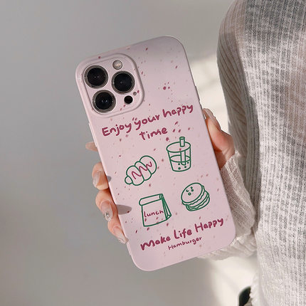 桔子猫ins粉紫汉堡面包适用iphone16promax手机壳苹果17新款15plus韩风13小众17pro创意14艺术12硅胶16软套