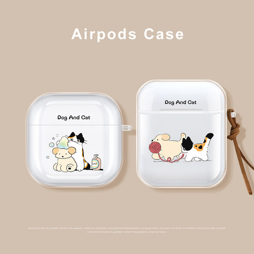 桔子猫适用于airpods 1 2代透明耳机保护套airpods pro 2代可爱创意小狗小猫日常3代情侣款耳机保护套ins风