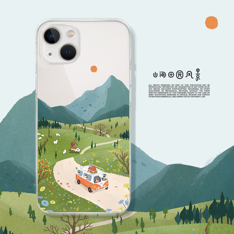 适用于苹果15promax透明手机壳iPhone16新款14pro创意山间风景12镜头全包壳13promax防摔软壳11pro个性xs文艺