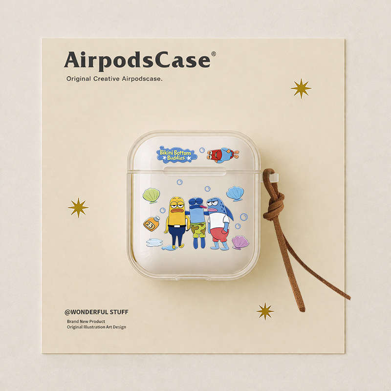 桔子猫airpods4保护套适用苹果耳机保护壳airpodspro2创意比奇堡居民airpods3代可爱趣味pro二代透明耳机壳