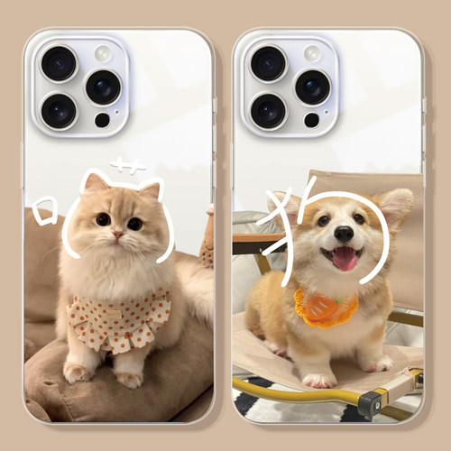 适用于苹果16系列猫狗情侣壳