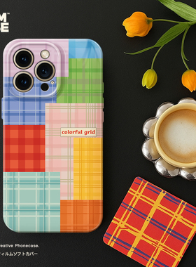 桔子猫适用苹果17promax菲林手机壳iphone16prox格纹15pro高级感17创意13promax防摔全包12女17air新款壳