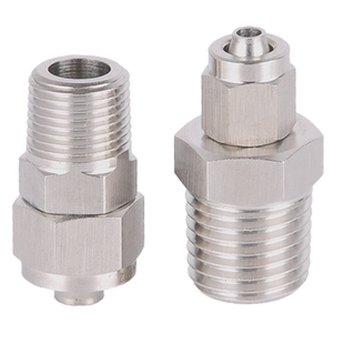 304不锈钢快拧直通终端接头 软管四氟管 PU PE PV气管 快速锁母式