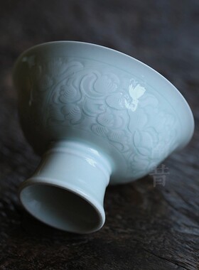 热销仿宋湖田窑影青高足碗高脚碗佛前供碗家用供佛斋碗高端禅意茶