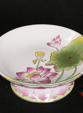 热销佛堂用品 高脚果盘 浮雕果碟 莲花供果盘陶瓷彩绘供佛家用