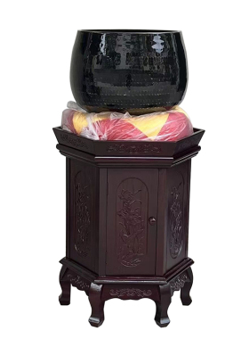 热销铜磬引磬钵盂法器佛音碗铜钵佛具大庆黑铜磬大号樟木木鱼寺院