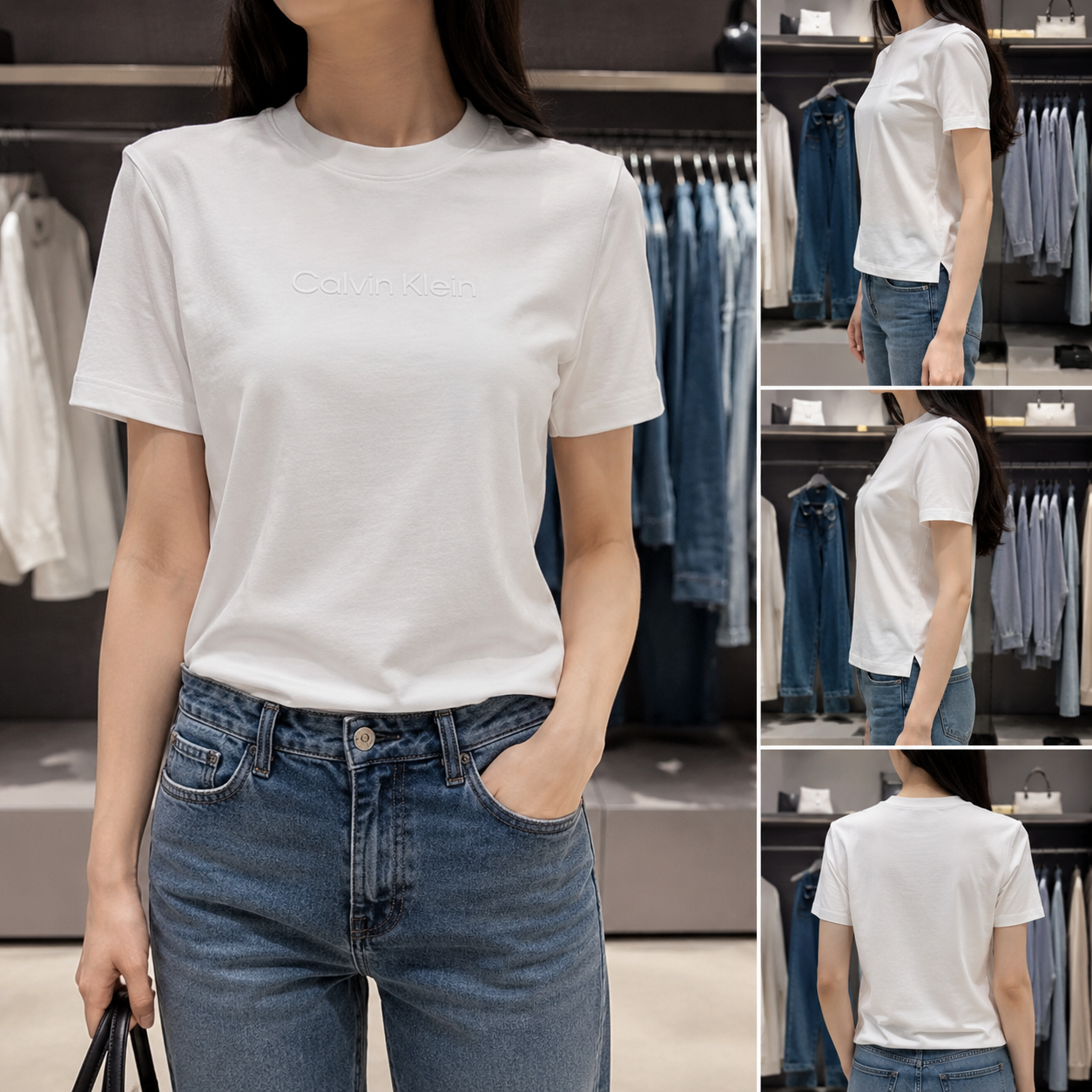 CK JEANS韩国代购26春44B226G女休闲棉时尚LOGO纯色圆领短袖T恤