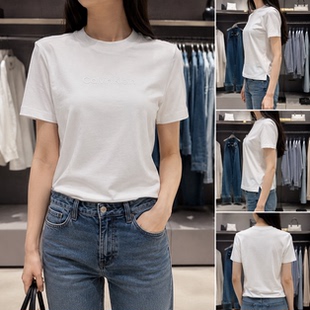 CK JEANS韩国代购26春44B226G女休闲棉时尚LOGO纯色圆领短袖T恤