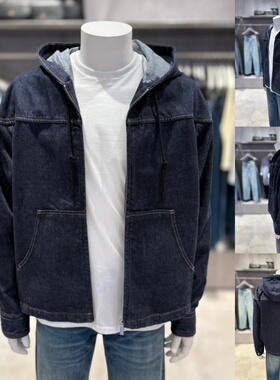 CK JEANS 韩国直邮代购25秋4RD715G男美式复古棉拉链连帽牛仔外套
