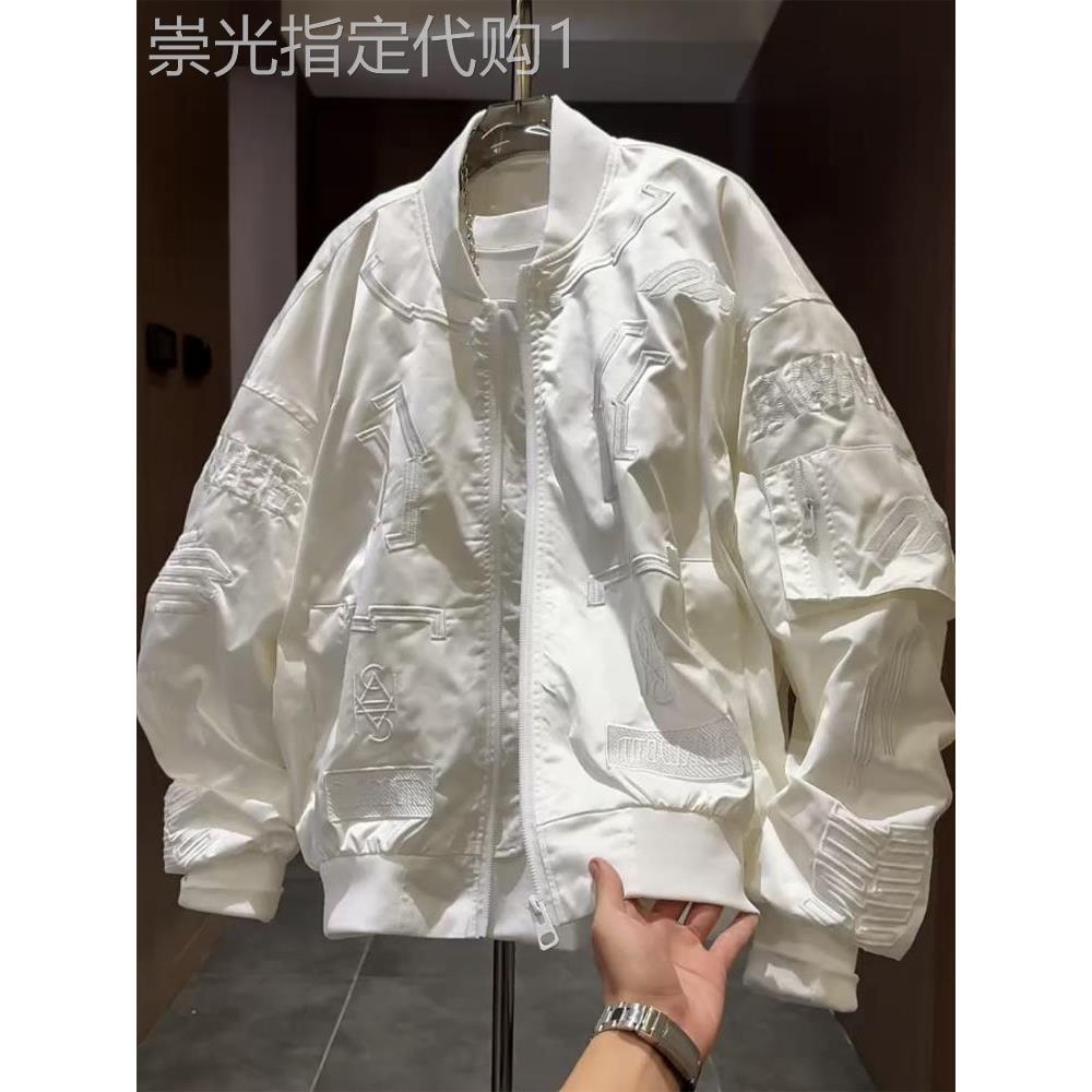 宽松休闲刺绣夹克男秋季新款个性百搭立领上衣时尚美式棒球服外套