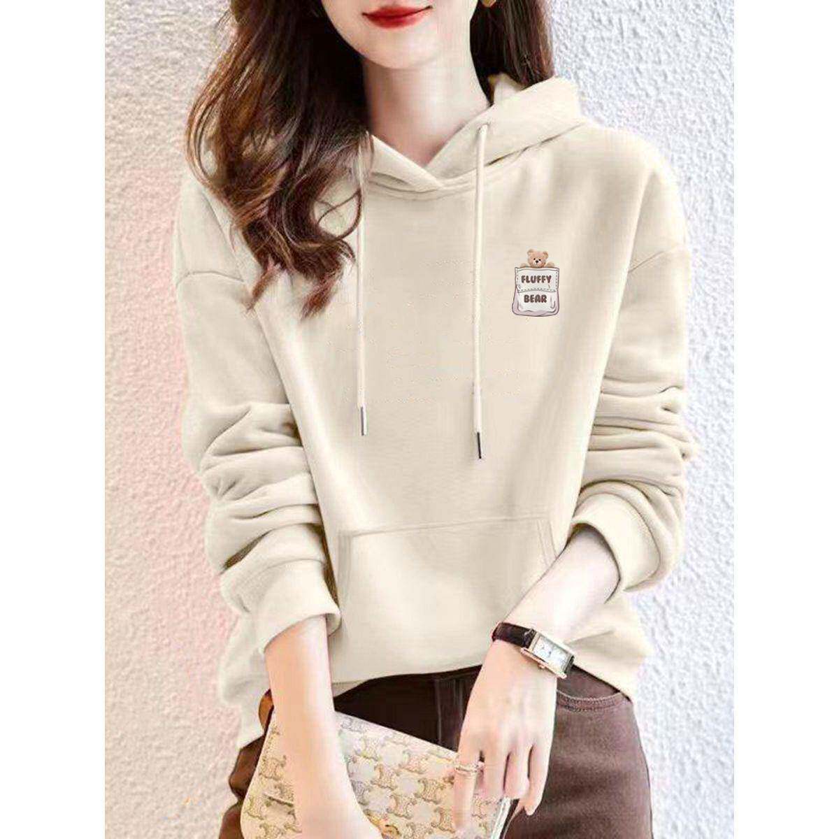 高档轻奢连帽纯棉卫衣女士秋冬季新款百搭时尚慵懒风加绒加厚外套