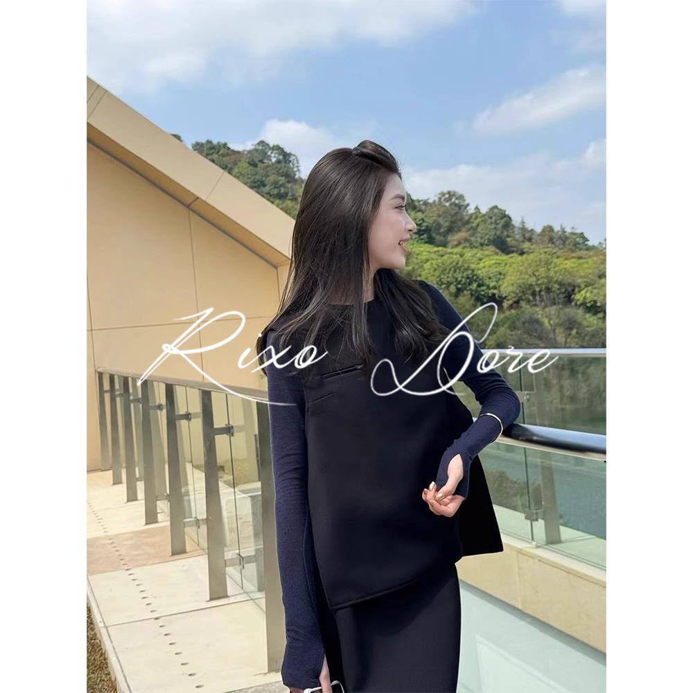 RIXO DORE法式针织马甲连衣裙套装裙覆古气质女神范高级感小香风