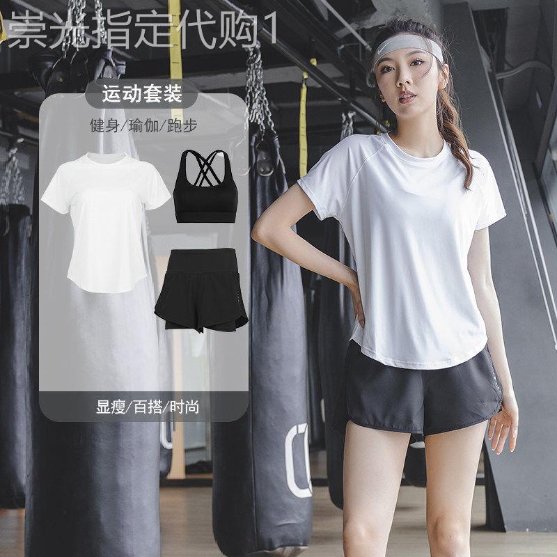 韩国2026新款跑步运动套装女夏季薄款瑜伽服短袖T恤休闲健身短裤