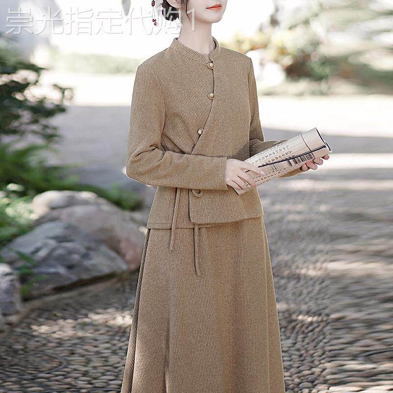 中国风女装民国改良汉服两件套文艺中式盘扣茶服禅意复古套装女春