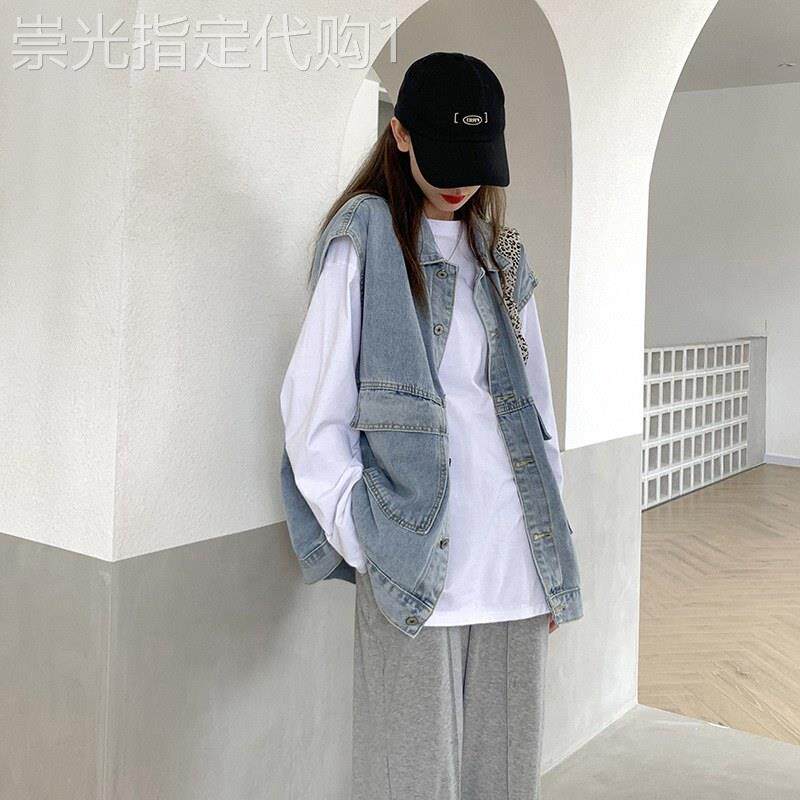 牛仔马甲女2026春秋季新款欧货宽松显瘦无袖坎肩外穿大码马夹外套
