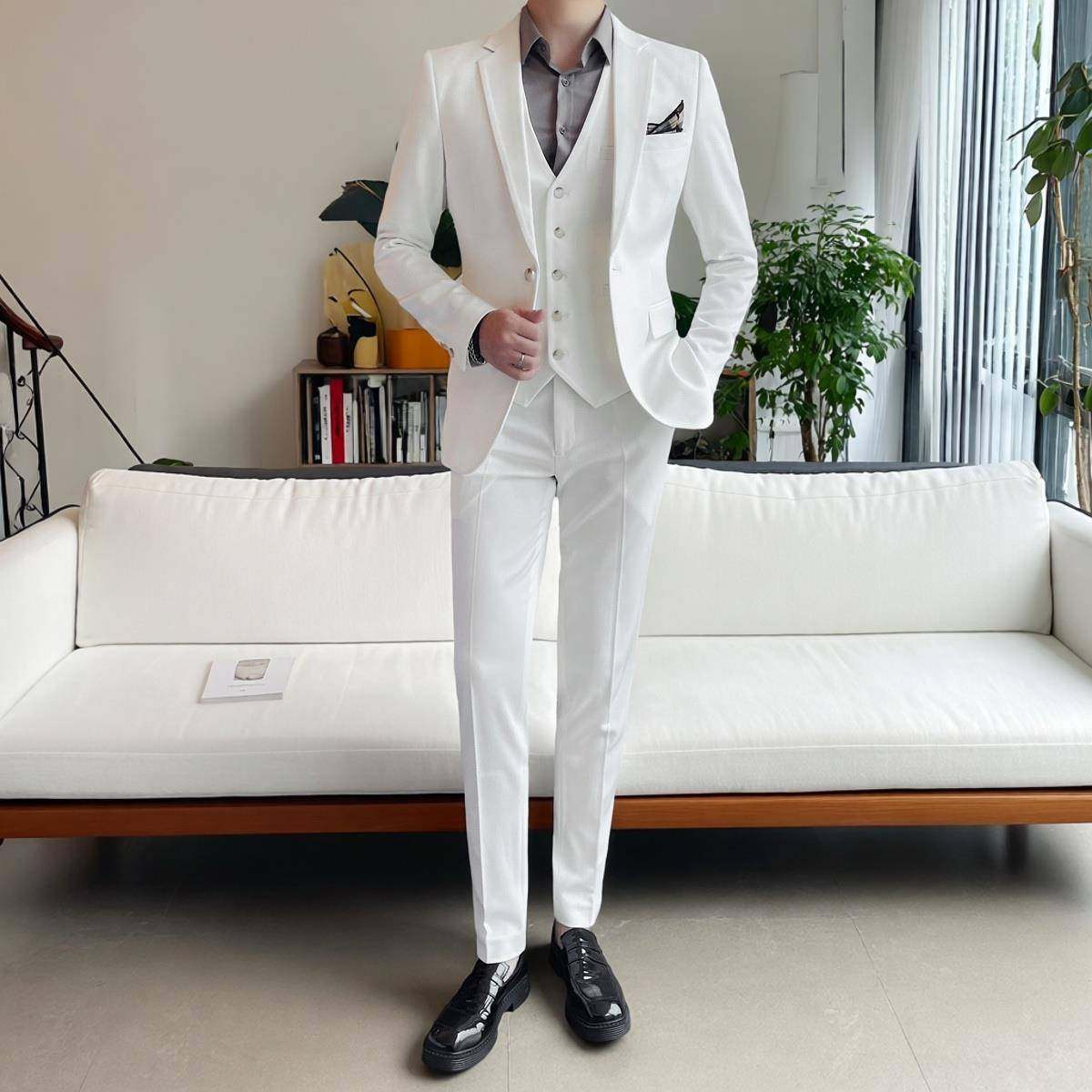 高级感商务休闲西服套装男士新款韩版修身小西装外套简约礼服男款