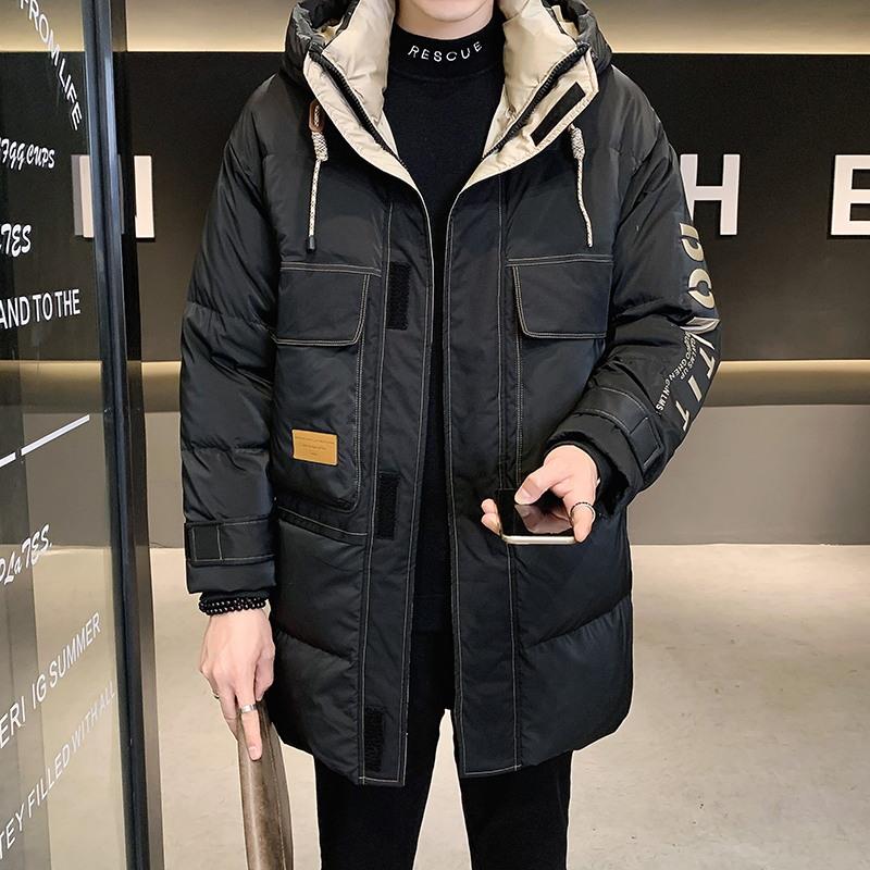 高端轻奢羽绒服男冬季2025新款潮牌中长款连帽帅气保暖加厚外套