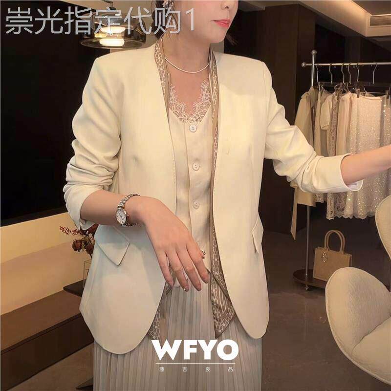 WFYO/品质无领西装外套女高级感2026春秋新款韩版修身西服女上衣