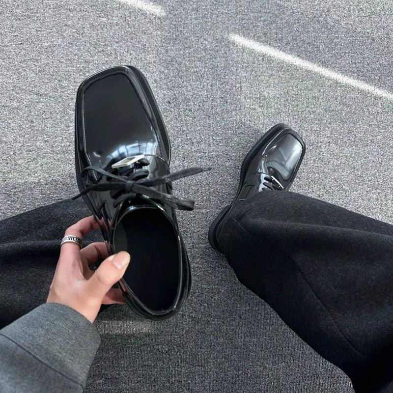 WLOFSD德比鞋男士秋冬漆皮透气休闲男鞋2025新款内增高商务正装鞋