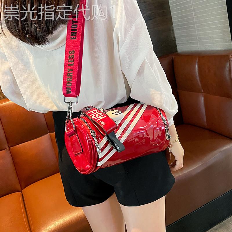 香港潮牌代购小众亮面时尚果冻圆筒包女新款高级感轻奢单肩斜挎包