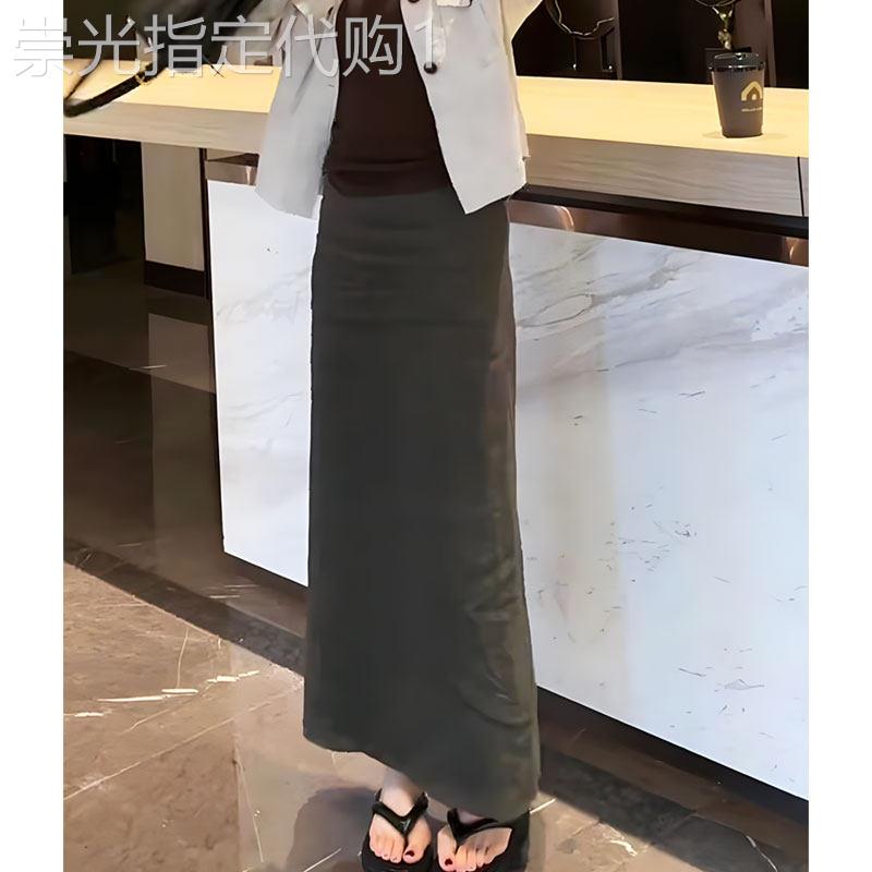 高定半身裙女2025新款早秋韩版气质显瘦高腰修身后开叉一步裙子