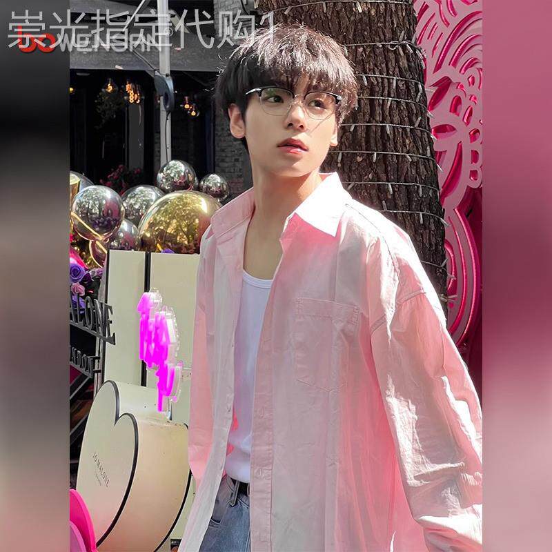 多巴胺粉色防晒衬衫男士2026新款夏季高级感痞帅长袖衬衣外套男款