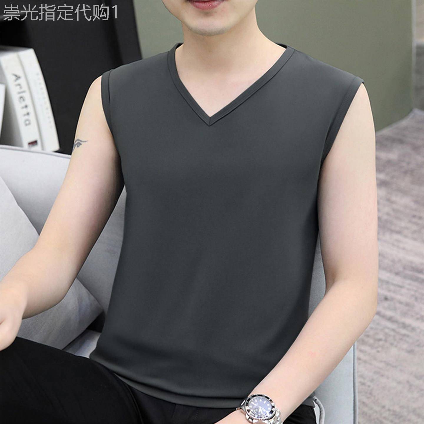 MK正品冰丝速干无袖T恤男夏季2026新款高端圆领舒适男士运动背心