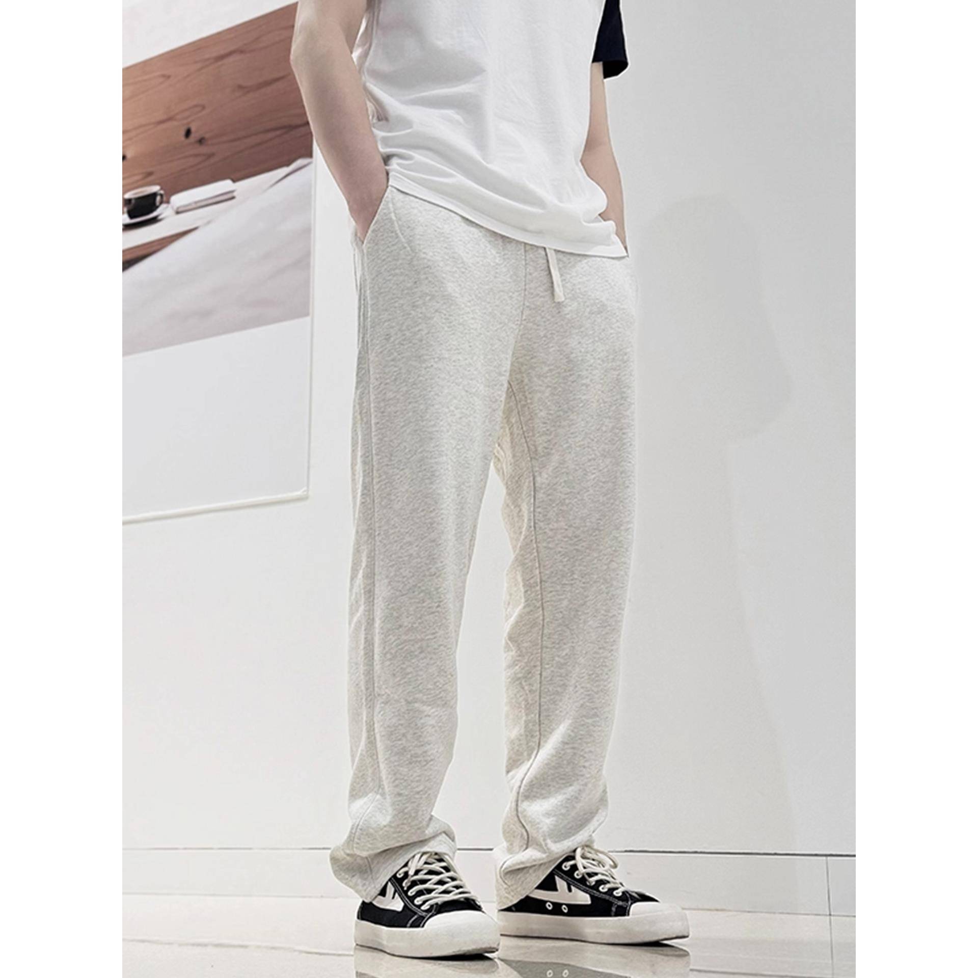 home daily 纯色卫裤男士秋冬季宽松百搭直筒情侣美式休闲运动裤