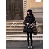 RIXO 显瘦白鸭绒外套 A字羽绒服女冬新款 DORE法式 黑色小个子中长款