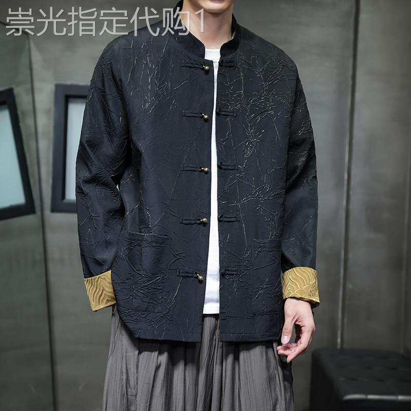 2026新款中国风复古铜扣唐装立领夹克男士时尚宽松中式中山装外套