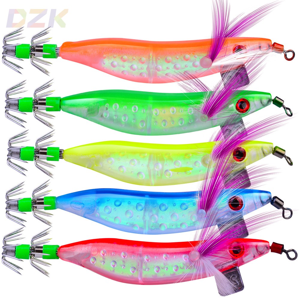 10cm/8.1g 五色香蕉木虾路亚钓鱼饵 爆炸钩鱿鱼虾塑料硬饵SJ016.4