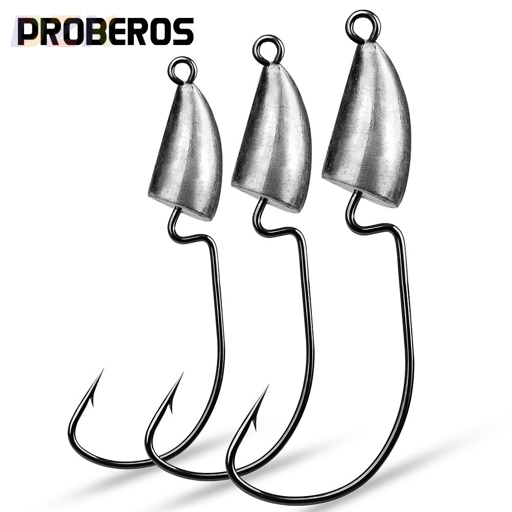 根钓钩原铅曲柄铅头钩5g 7g 10g 14g软虫钩有倒刺路亚钩渔具配.6