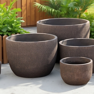 宜兴紫砂陶瓷花盆轻奢高级感特大号口径透气土陶水培睡莲养鱼水缸