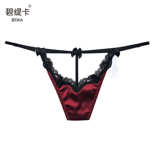 桑蚕丝性感女士T裤镂空丁字裤