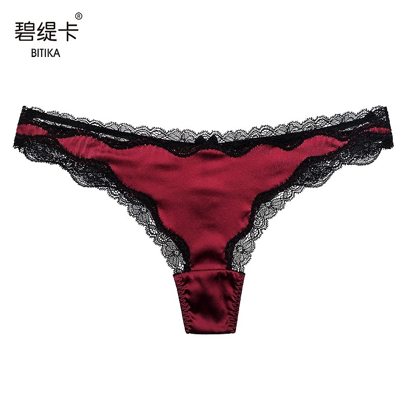 桑蚕丝本命红丁字裤女低腰性感内裤秋冬薄款甜美蝴蝶结无痕小裤头,女士内衣/男士内衣/家居服,女丁字裤,淘宝优惠券,粉丝福利购,淘宝优惠卷