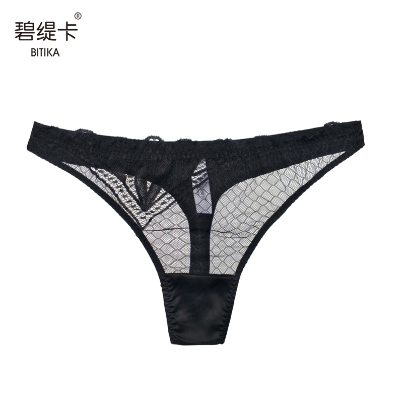桑蚕丝低腰透明丁字裤蕾丝t字裤